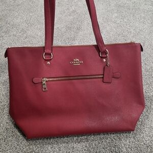 Coach Red Leather Tote Bag